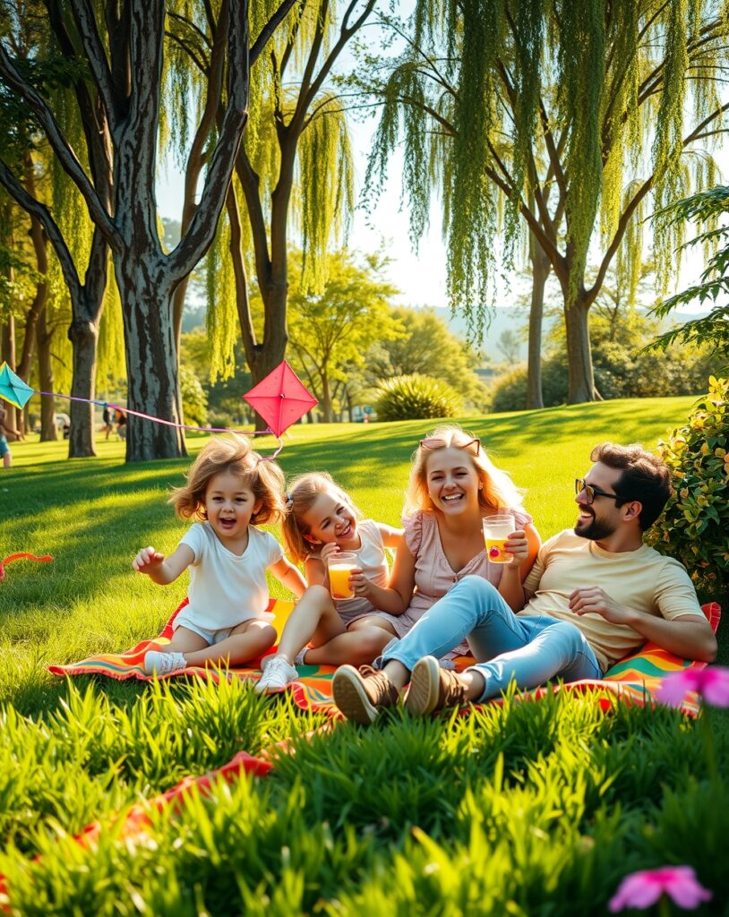 Joyful Family Gathering in Nature – free AI stock image