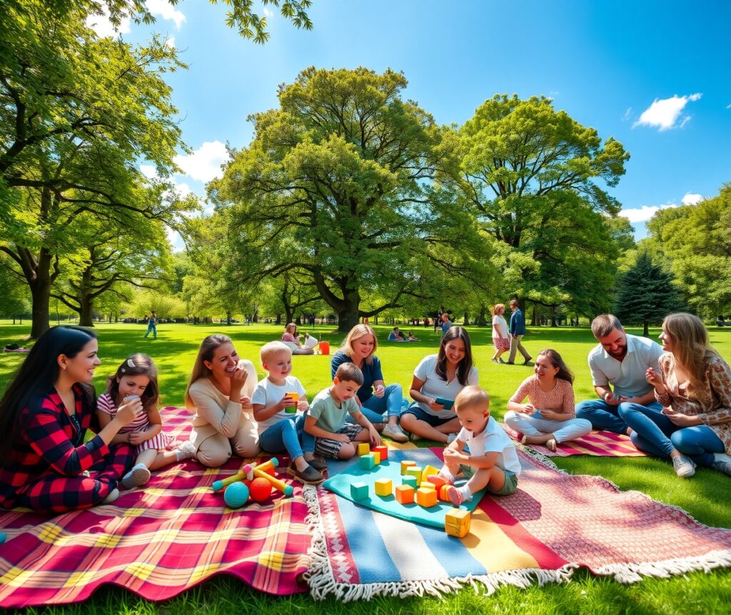 Joyful Family Gathering in the Park – free AI stock image