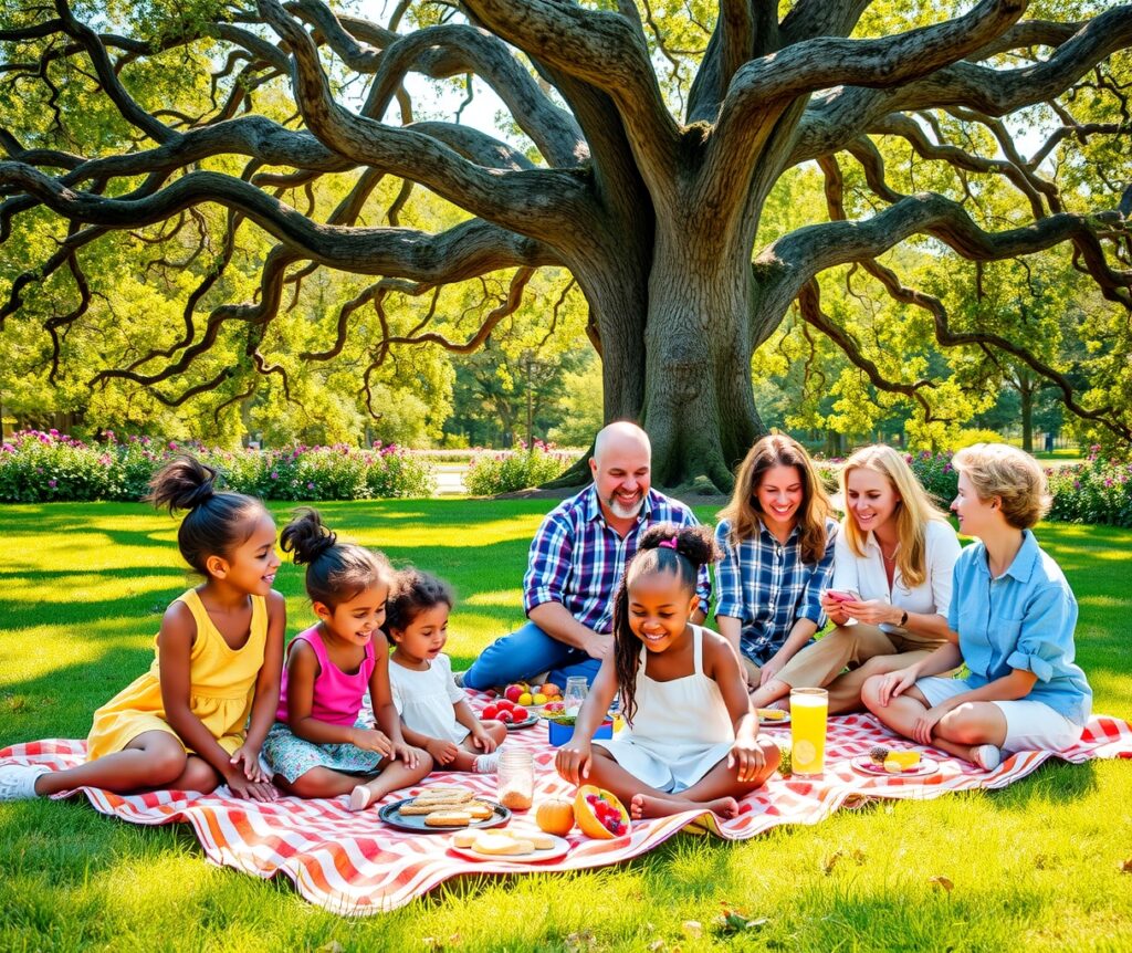 Joyful Family Gathering in the Park – free AI stock image