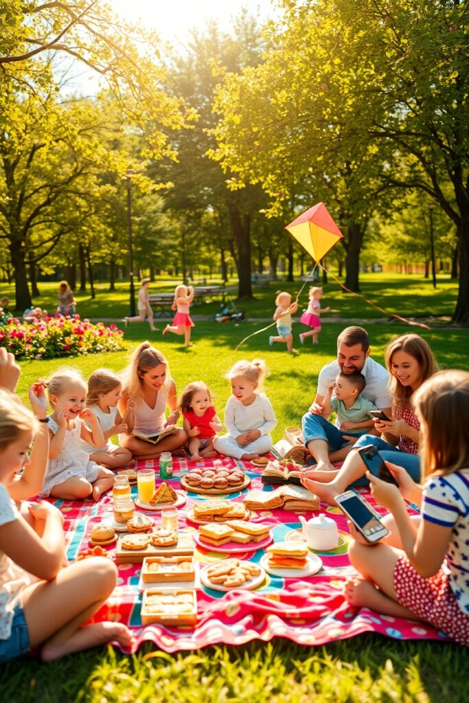 A Joyful Family Gathering in the Park – free AI stock image