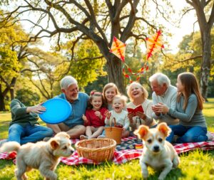 Joyful Family Gathering in the Park – free AI stock image