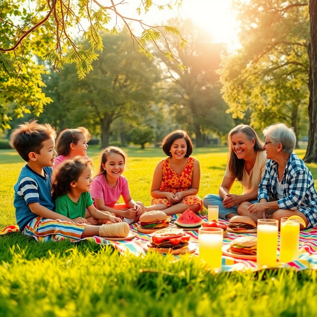 A Joyful Family Gathering in the Park – free AI stock image