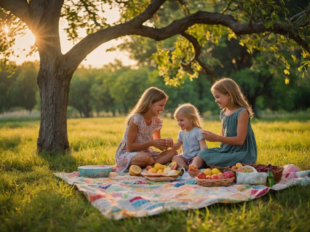A Joyful Family Gathering in Nature – free AI stock image