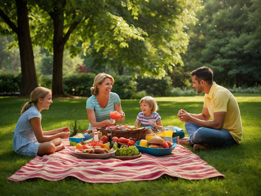 Joyful Family Gathering on a Summer Holiday – free AI stock image
