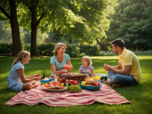 Joyful Family Gathering on a Summer Holiday – free AI stock image