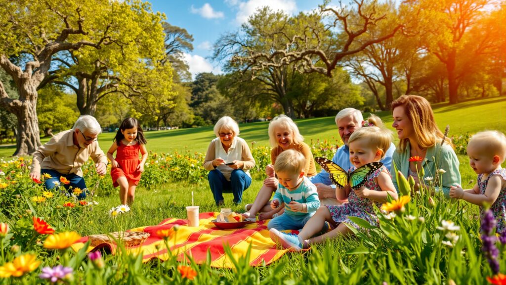 A Joyful Family Gathering in a Sunny Park image – free AI stock image