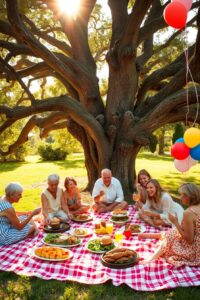 Joyful Family Holiday Gathering Outdoors – free AI stock image