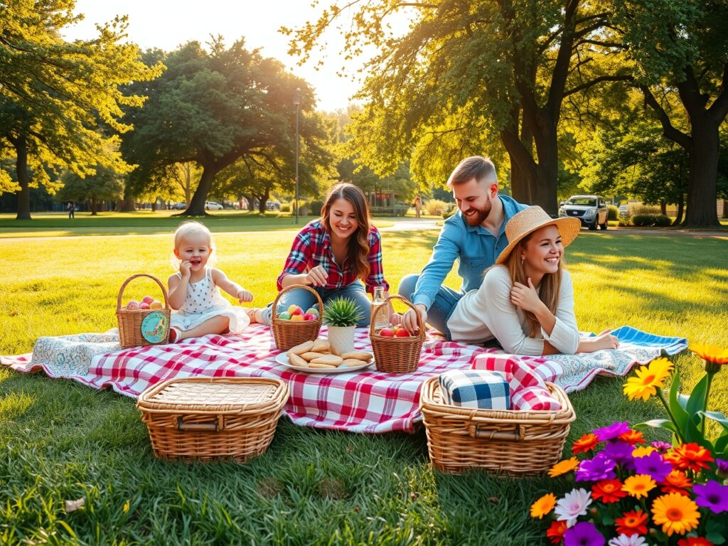 A Joyful Family Picnic in a Park – free AI stock image