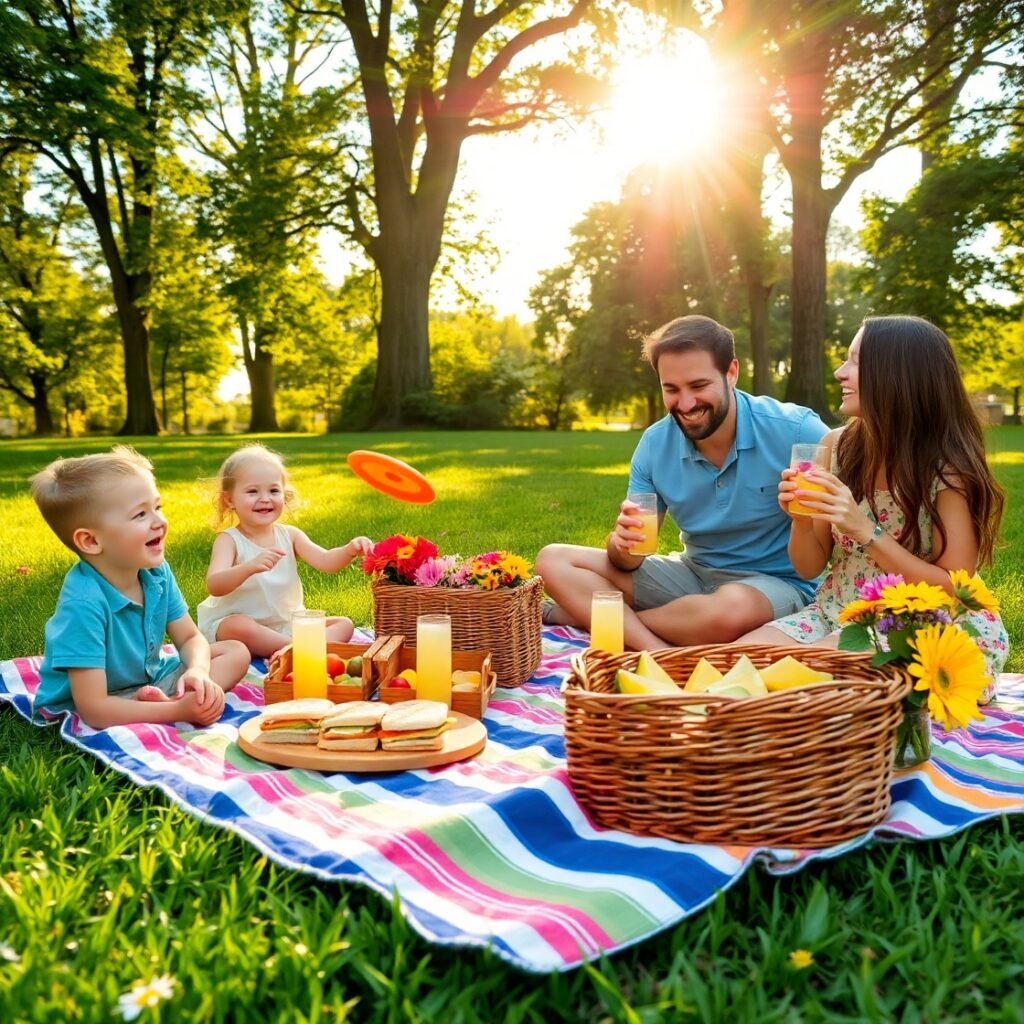 A Joyful Family Picnic in the Park – free AI stock image