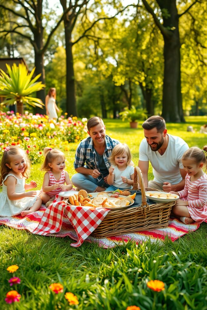 A Joyful Family Picnic in the Park – free AI stock image
