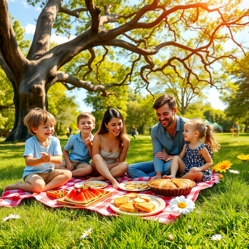 A Joyful Family Picnic in the Park – free AI stock image