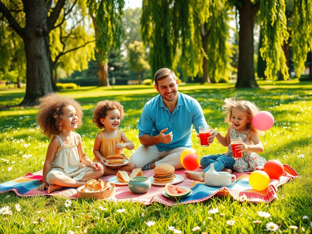 A Joyful Family Picnic in the Park – free AI stock image