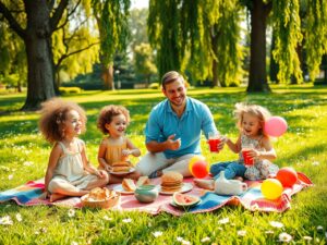 A Joyful Family Picnic in the Park – free AI stock image