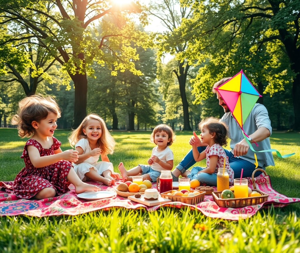 A Joyful Family Picnic in the Park – free AI stock image