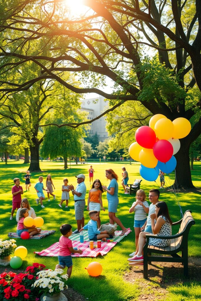 A Joyful Family Reunion in the Park – free AI stock image