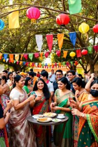 Joyful Gathering of Diverse Cultures – free AI stock image
