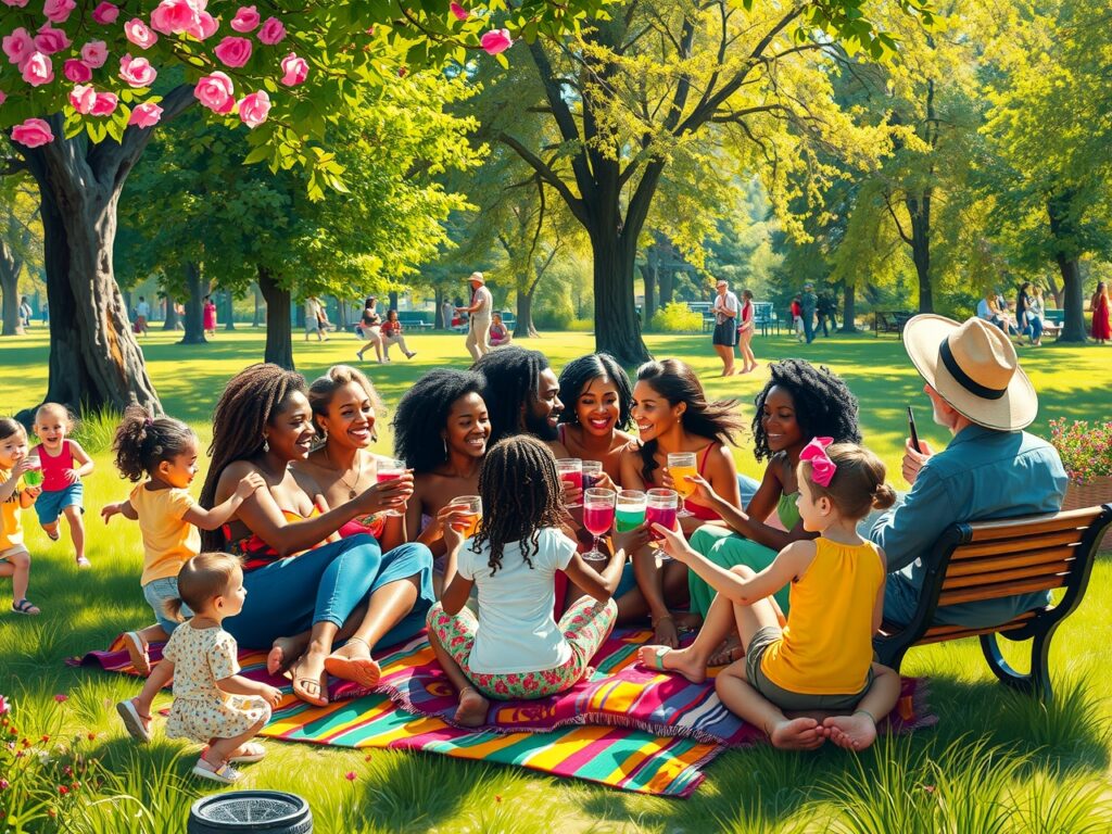 Joyful Gathering of Diverse Friends – free AI stock image