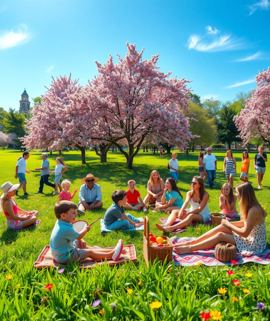 Joyful Gathering of Friends in a Park – free AI stock image