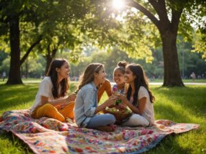 Joyful Gatherings of Friends in a Park – free AI stock image