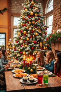 Joyful Holiday Celebration with Festive Decor – free AI stock image