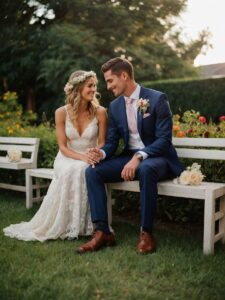 Joyful Wedding Celebration Under Blooming Canopy – free AI stock image