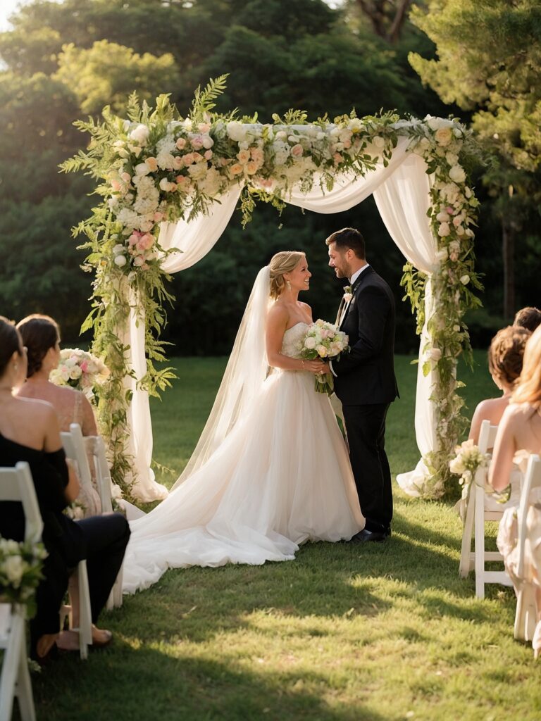 Joyful Wedding Ceremony in a Garden – free AI stock image