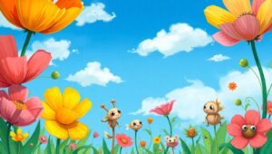 Joyful Whimsy in a Colorful Garden – free AI stock image