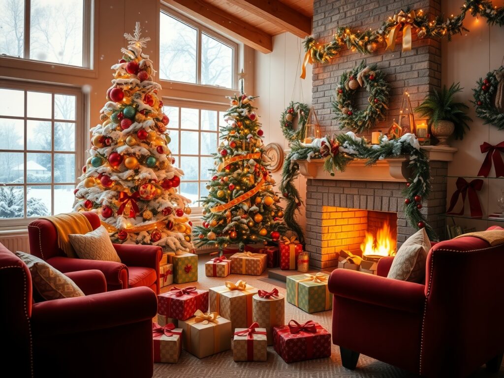 Joyful Winter Holidays with Festive Decorations – free AI stock image