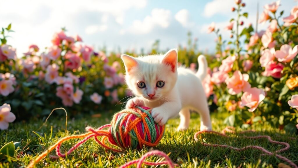 Kitten Fun in a Sunny Garden – free AI stock image