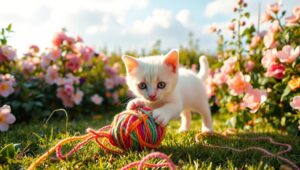 Kitten Fun in a Sunny Garden – free AI stock image