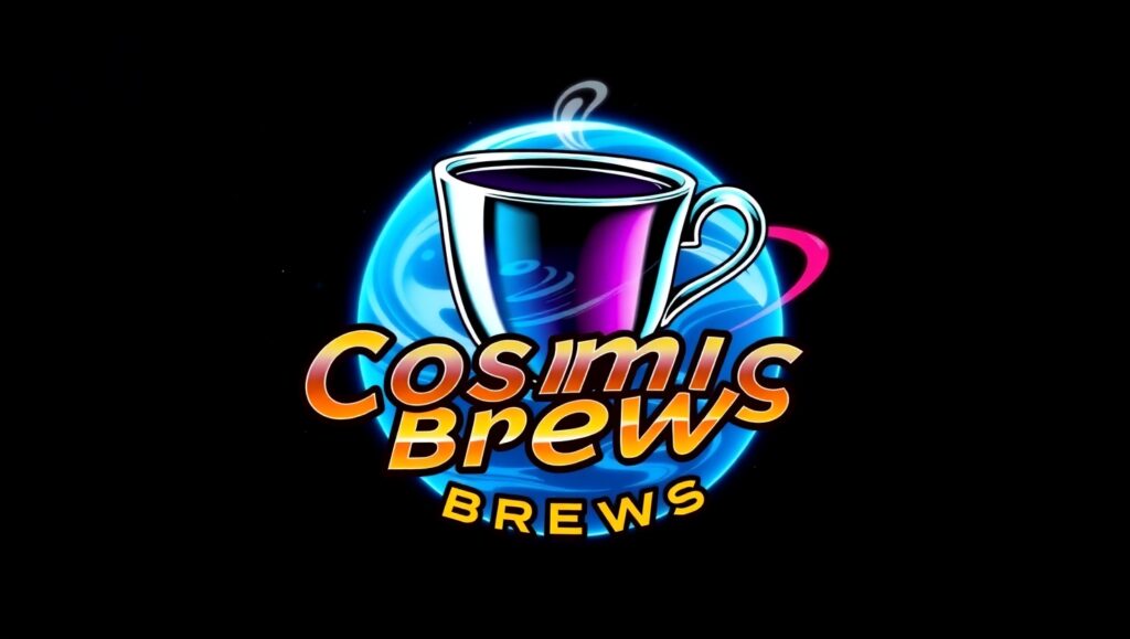 Logo for Cosmic Brews Coffee Shop – free AI stock image