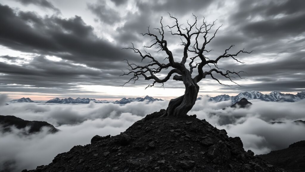 Loneliness in Monochrome – free AI stock image