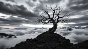 Loneliness in Monochrome – free AI stock image