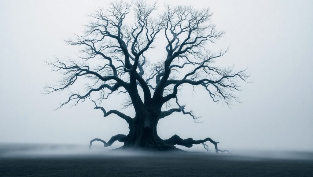 Lonely Tree in Monochrome – free AI stock image
