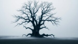 Lonely Tree in Monochrome – free AI stock image