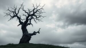 Lonely Tree on a Hill – free AI stock image