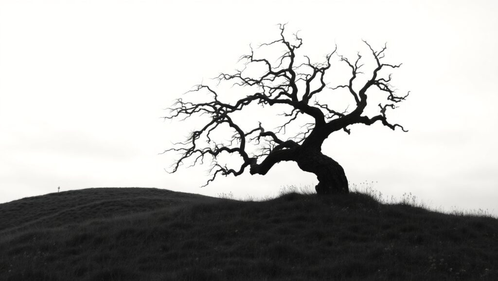 Lonely Tree on a Hill – free AI stock image