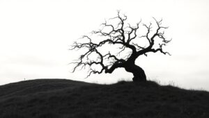Lonely Tree on a Hill – free AI stock image
