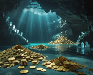 Lost Treasures in an Underwater Cave – free AI stock image