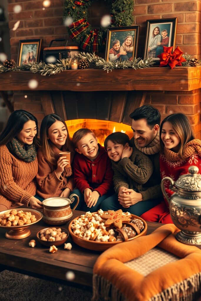 Loving Family Gathered Around a Cozy Fire – free AI stock image