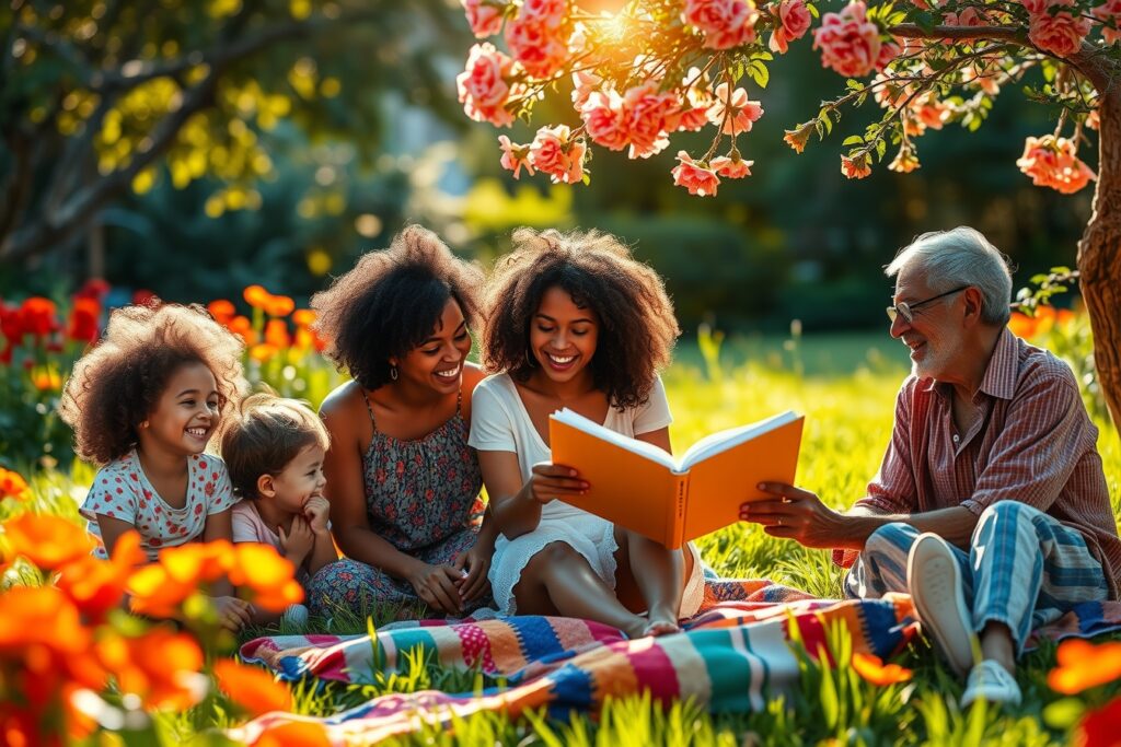 A Loving Family Gathering in a Garden – free AI stock image