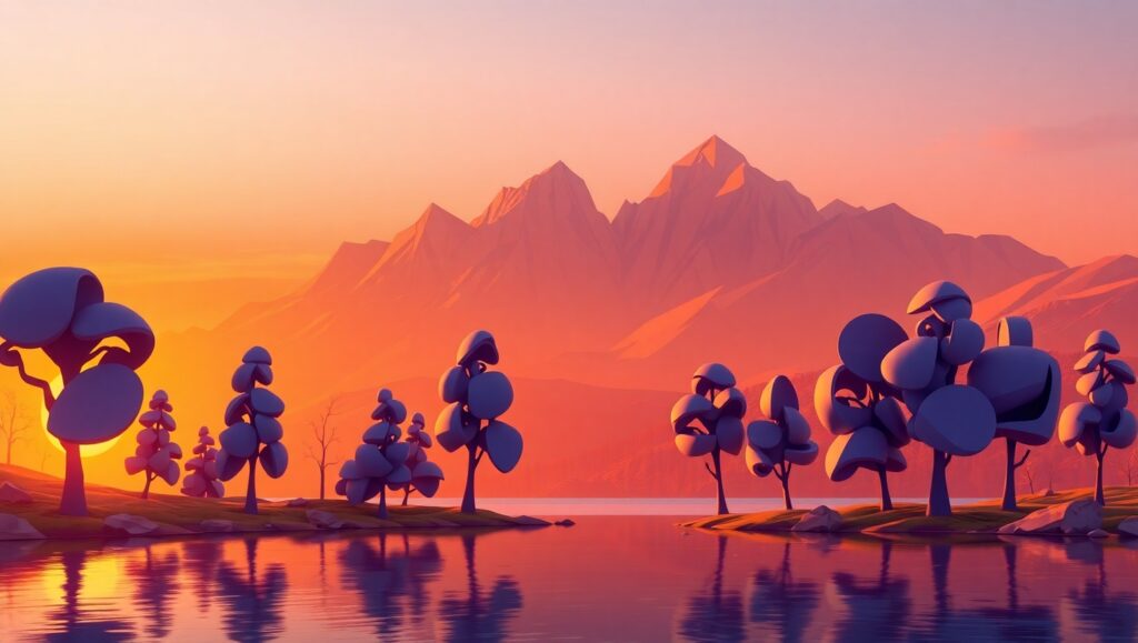 Low-Poly Mountain Serenity – free AI stock image