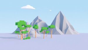 Low-Poly Mountain Serenity – free AI stock image