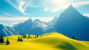 Low-Poly Serene Mountain Landscape – free AI stock image
