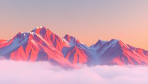 Low-Poly Sunset Mountain Landscape – free AI stock image