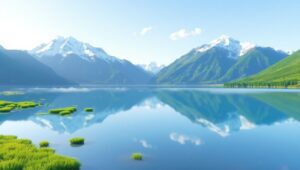 Low-Poly Tranquil Mountain Lake – free AI stock image