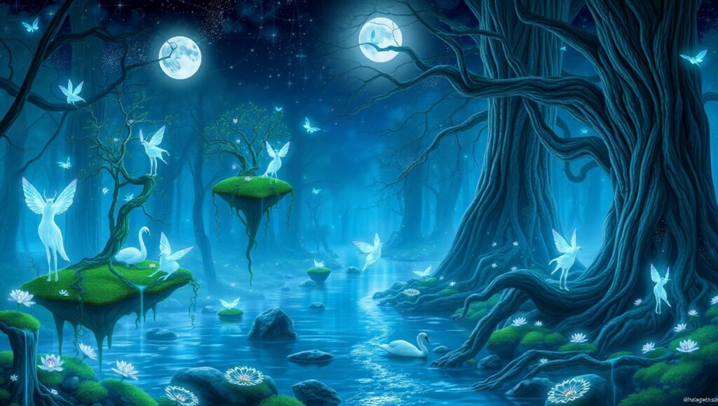 Luminous Forest of Enchantment – free AI stock image
