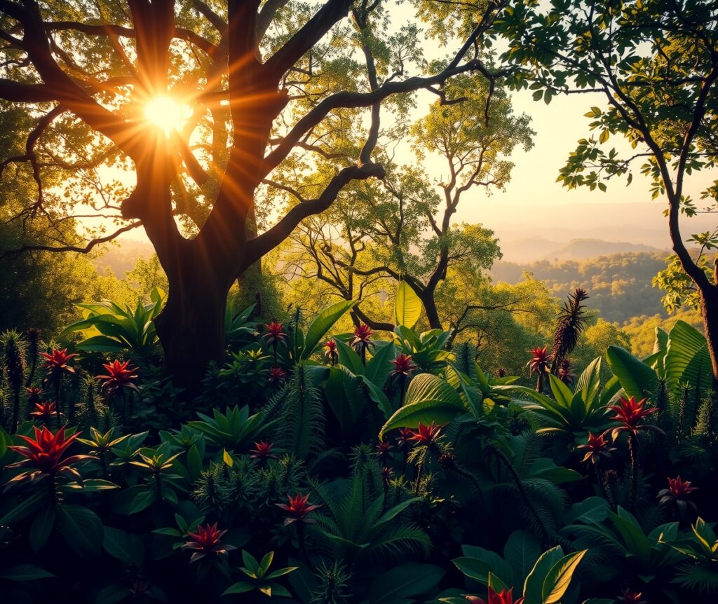 Lush Green Background with Soft Sunshine – free AI stock image