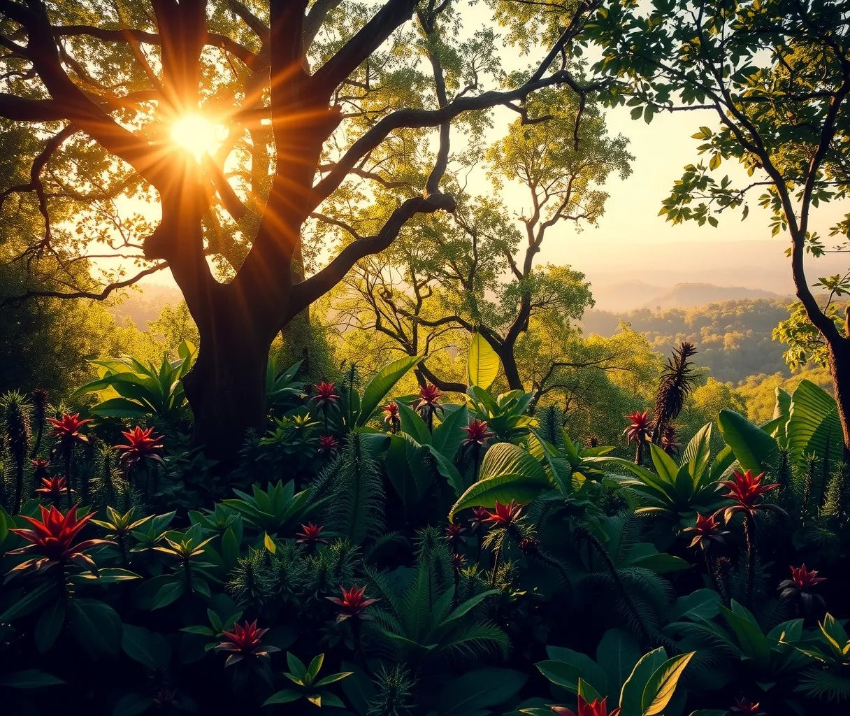 Lush Green Background with Soft Sunshine
