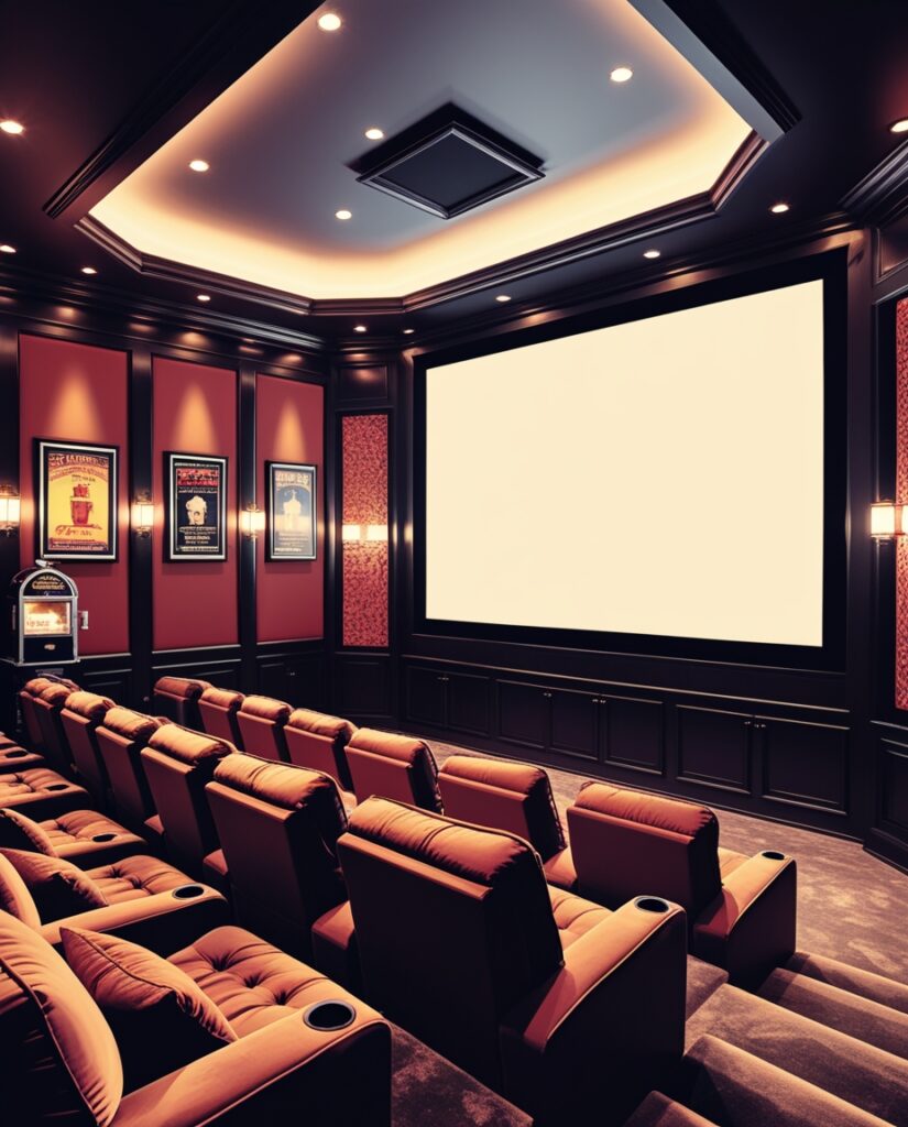 Luxurious Home Theater with Cozy Atmosphere – free AI stock image